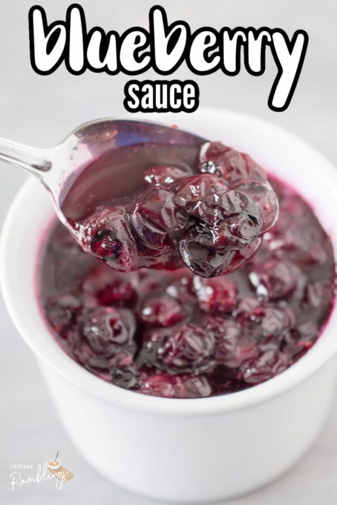 homemade blueberry sauce in a spoon