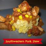 Southwest pork stew on a plate.