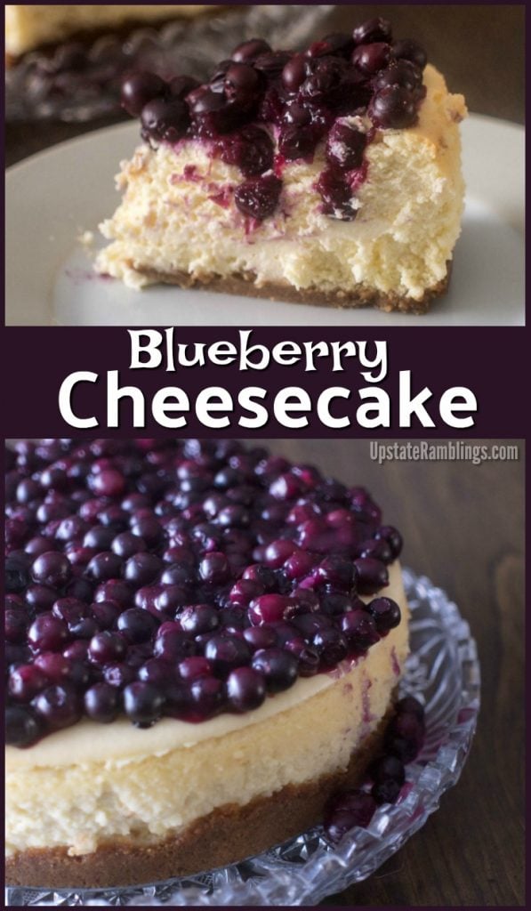 collage pin of blueberry cheesecake