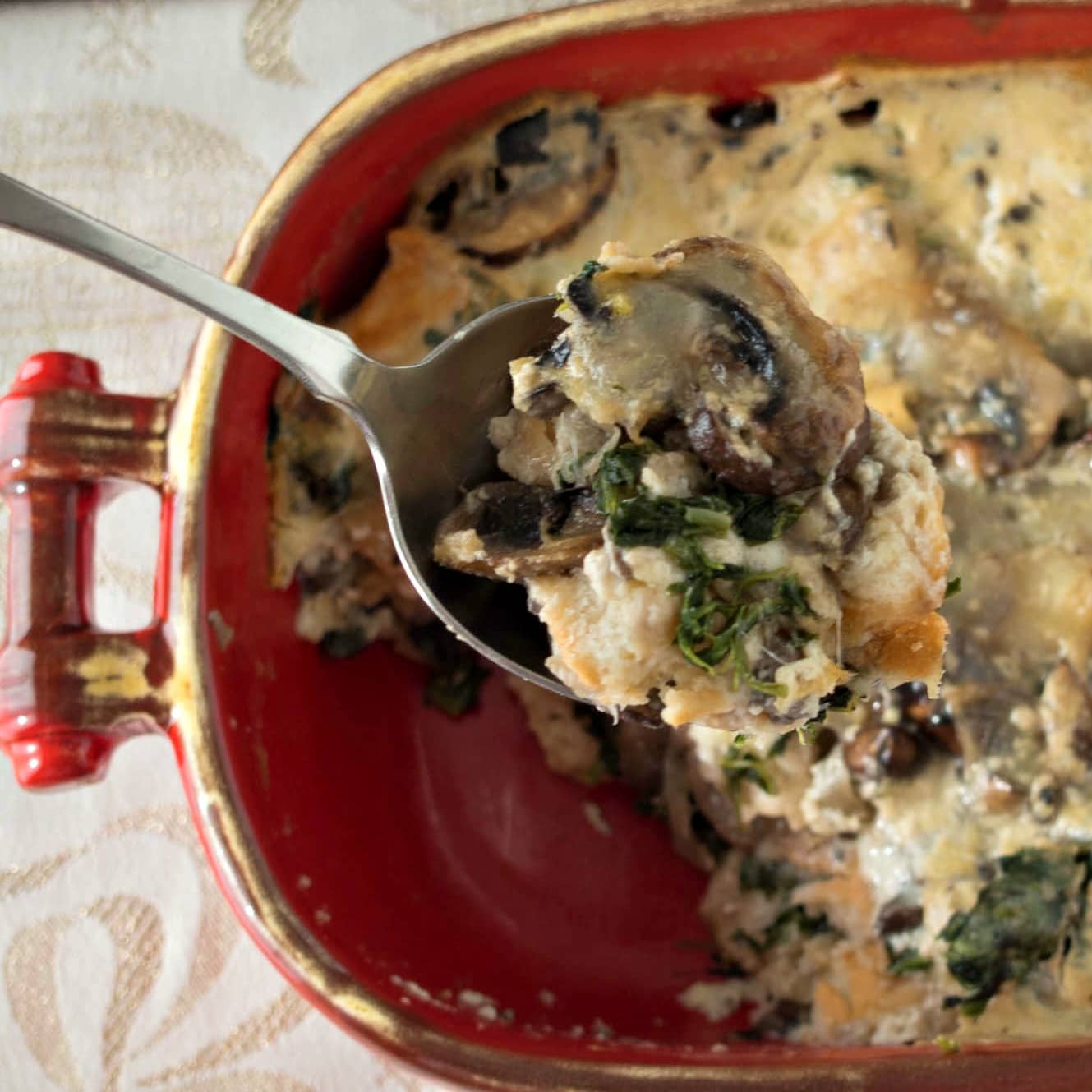 Mushroom and spinach casserole.