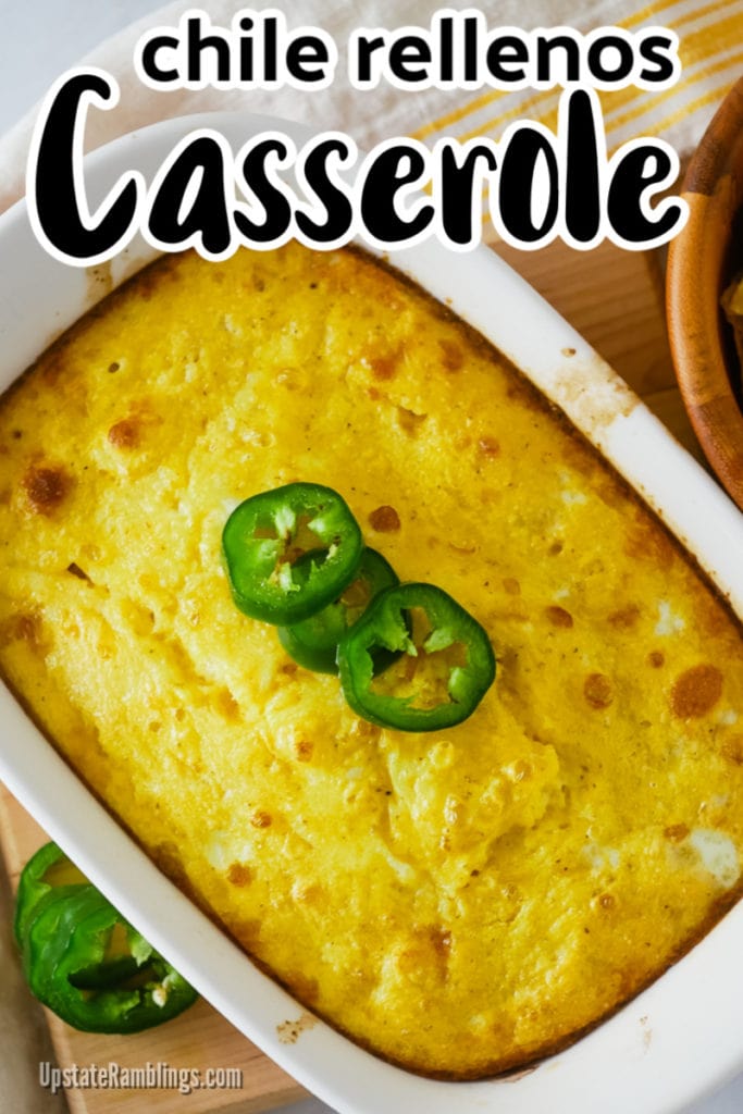 chile relleno casserole from top wtih jalapeno slices on top