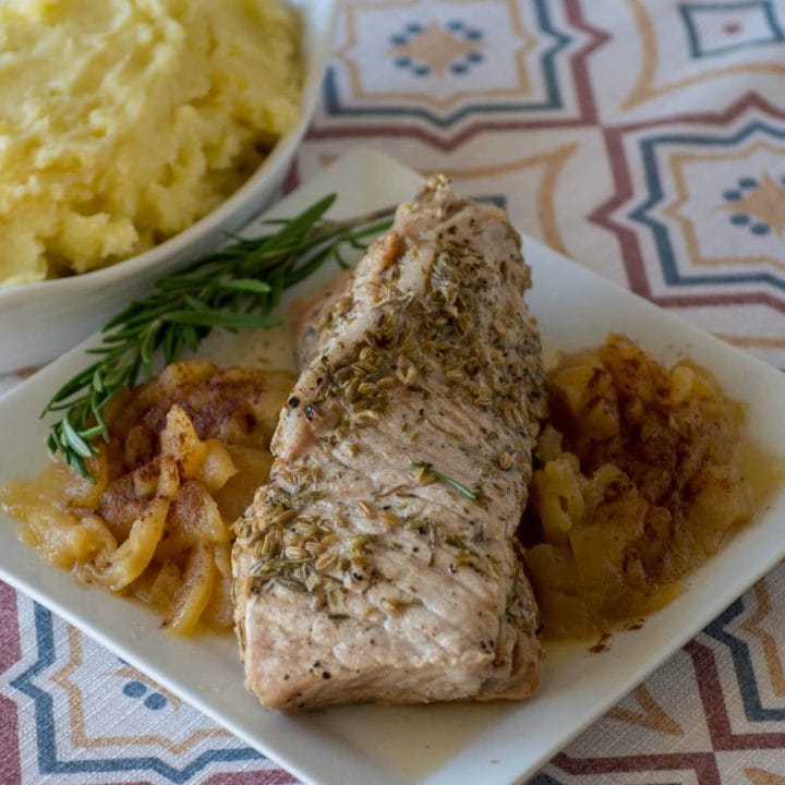 Instant Pot Pork Loin with Apples and Mashed Potatoes