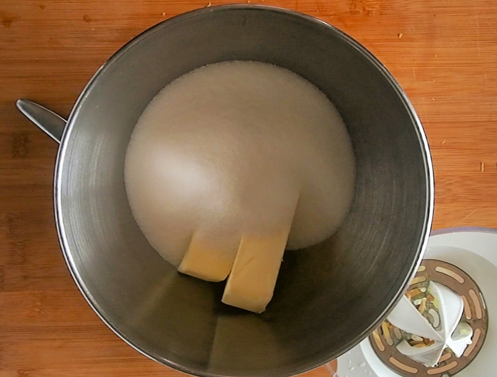 creaming butter and sugar for mini bundt cakes