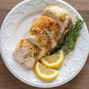 overhead view of sous vide chicken breast