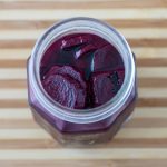 top view of pickled beets in jar