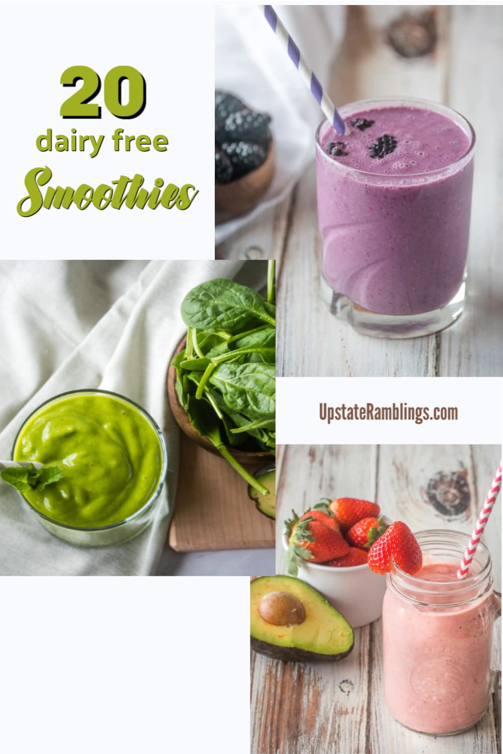 collage of dairy free smoothies