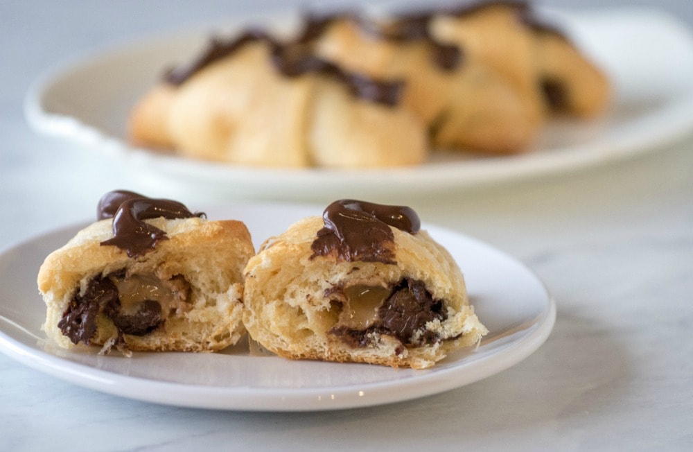 recipe using crescent rolls filled with peanut butter and chocolate