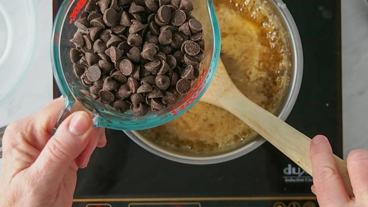 adding the chocolate chips
