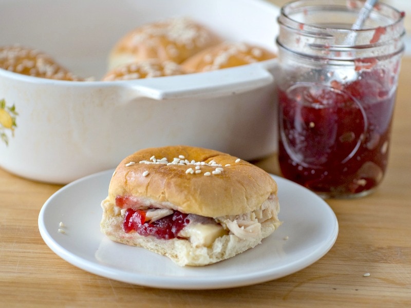 Turkey sliders made with cranberry sauce - easy turkey cranberry sandwich