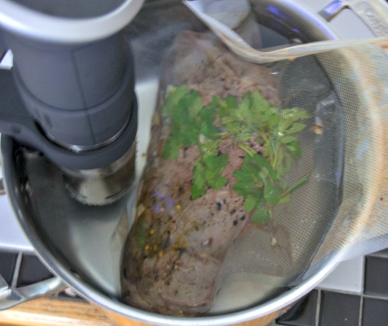 Beef tenderloin in sous vide cooker