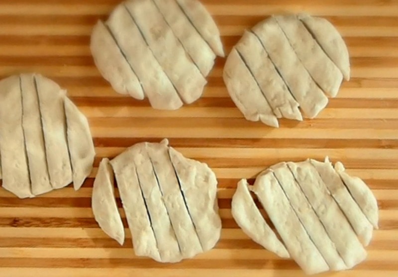 Refrigerator biscuits cut to make dumplings