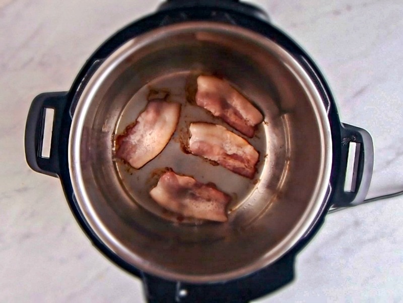 Cooking bacon for the instant pot loaded potato soup