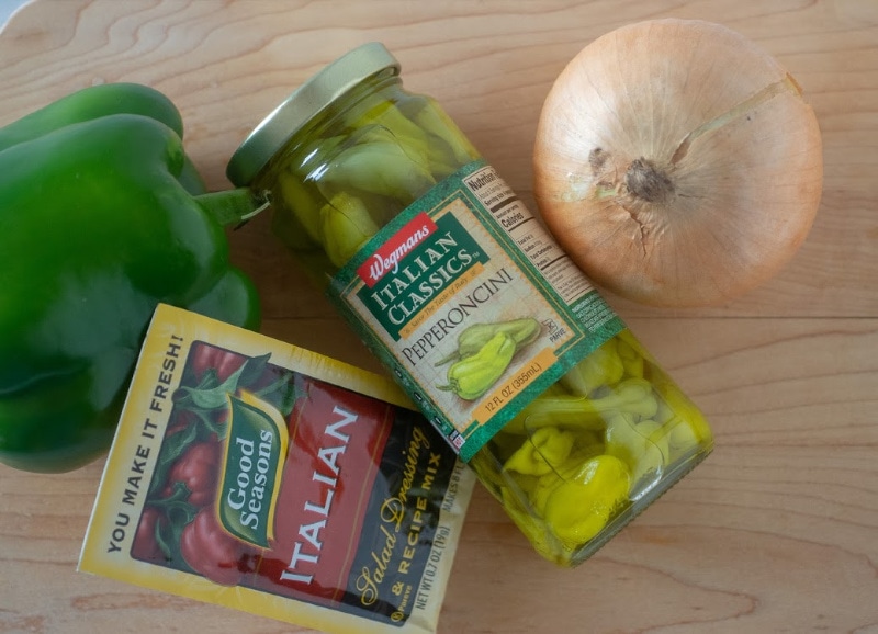 Ingredients for pepperoncini beef made in the pressure cooker