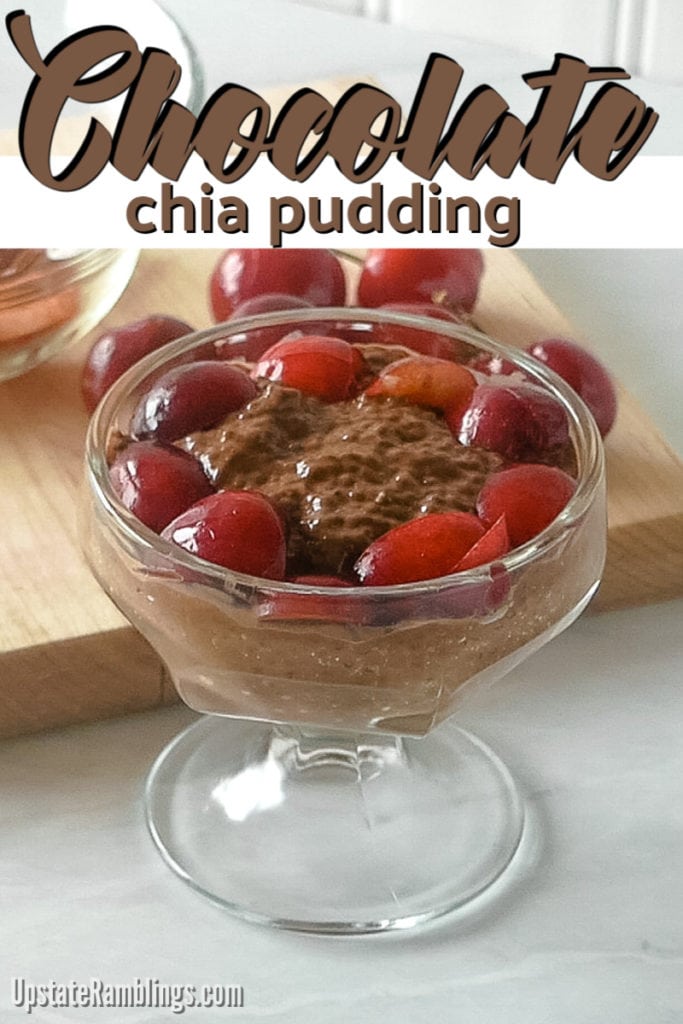 Chocolate chia pudding with cherries