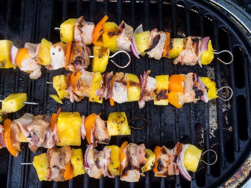 Pork kabobs on the grill 