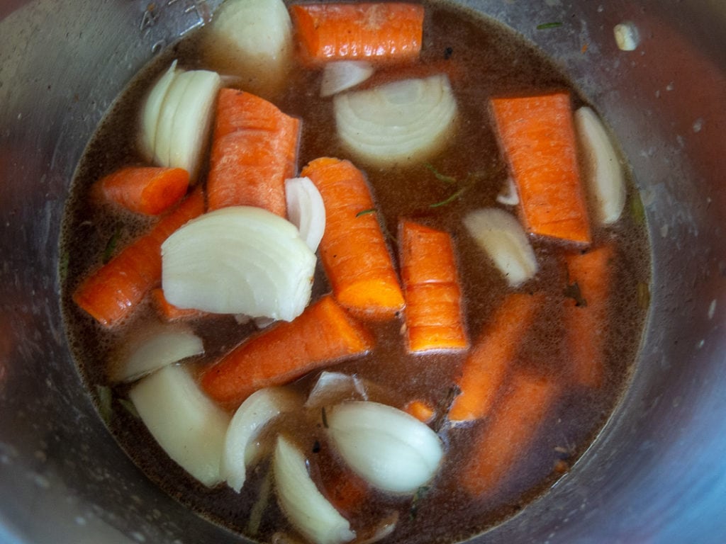 carrots and onions in Instant Pot