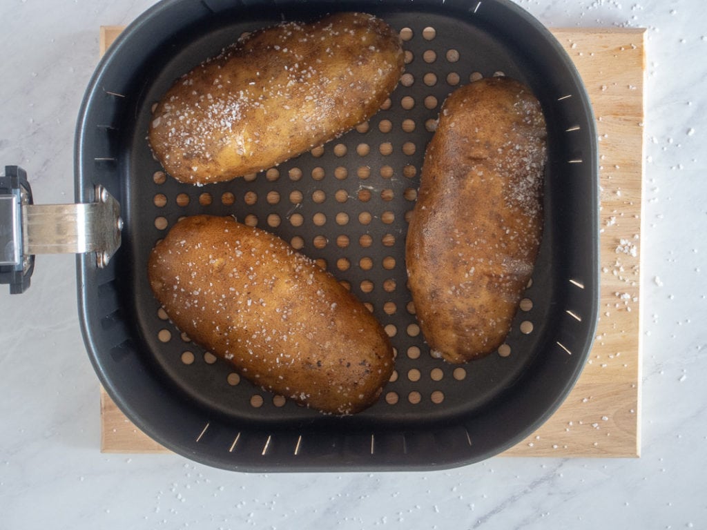 baked potatoes in the air fryer basket
