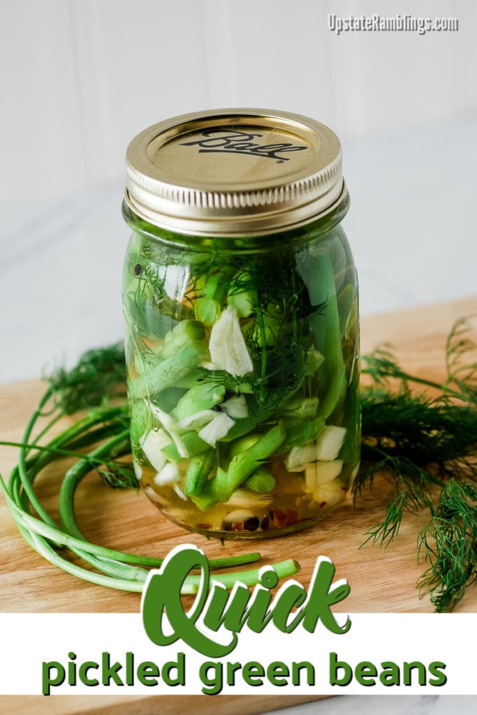 Jar of quick pickled green beans