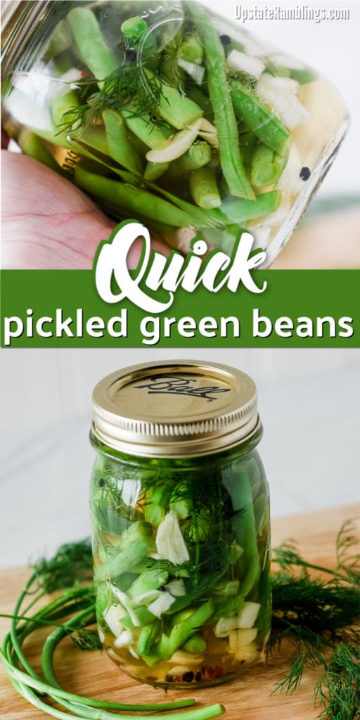 These crisp and spicy quick pickled green beans are a fabulous summer treat. They're perfect for healthy snacks, salads, antipasto plates and appetizers. A traditional recipe for using fresh summer green beans. #dillybeans #greenbeans #pickles