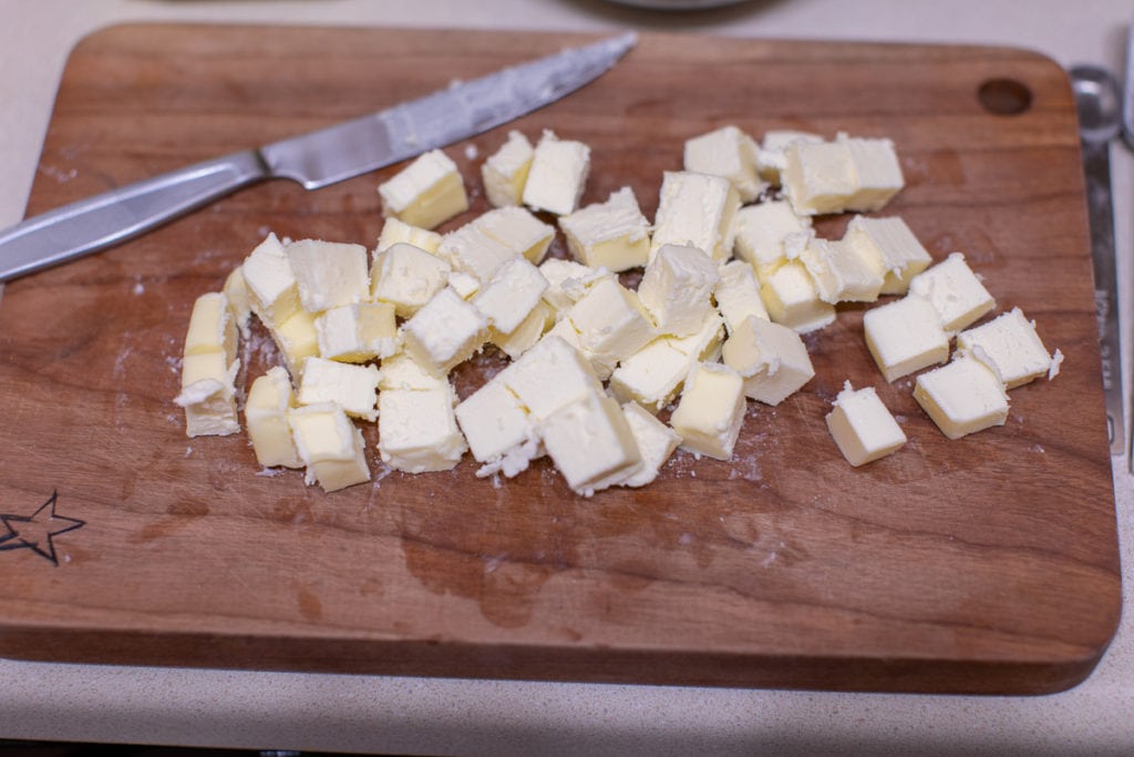 cubed butter for making scones