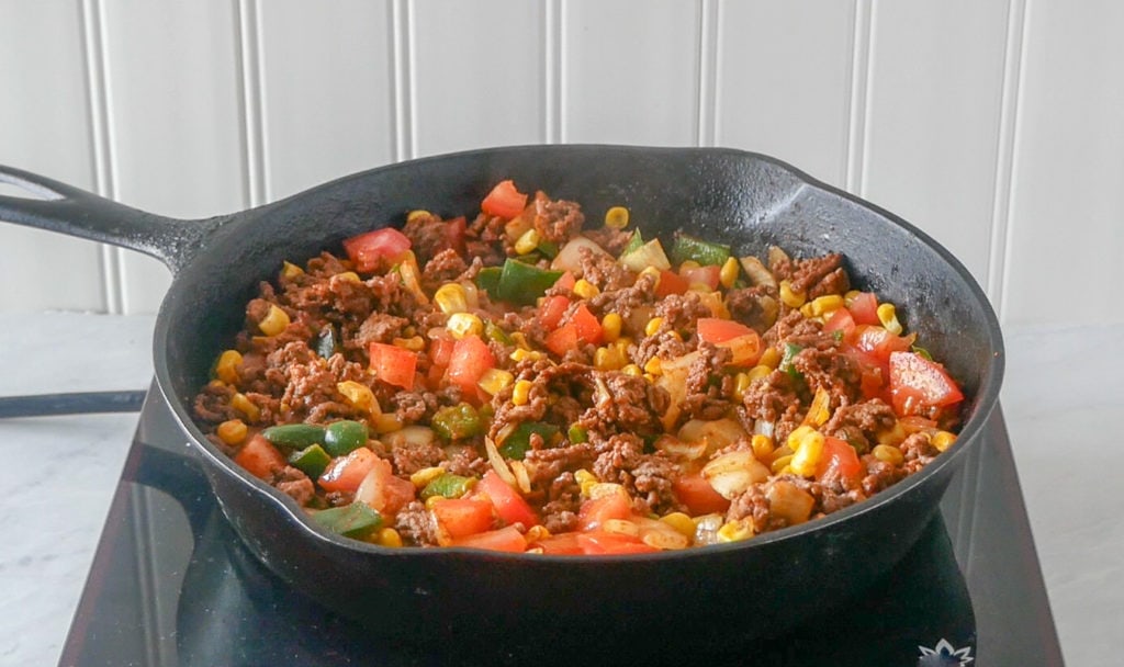 Cast iron skillet dinner - taco beef and rice