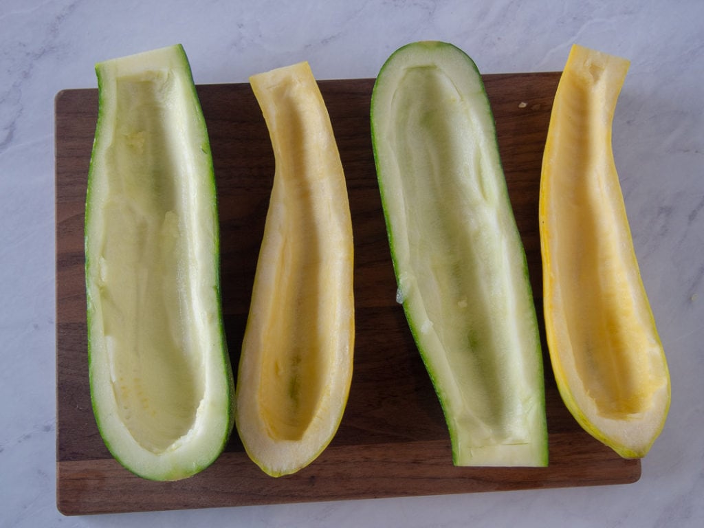 zucchini and summer squash ready for stuffing
