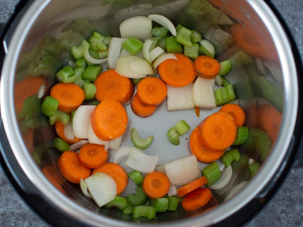 sauteing vegetables to go with lamb shanks