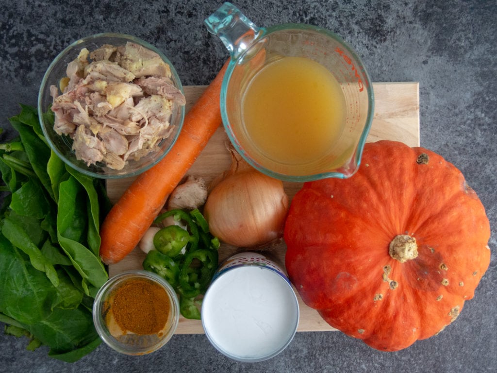 ingredients for Instant Pot chicken stew with squash