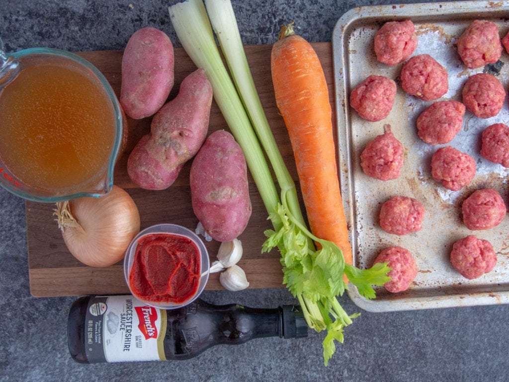 ingredients for Instant Pot meatball stew