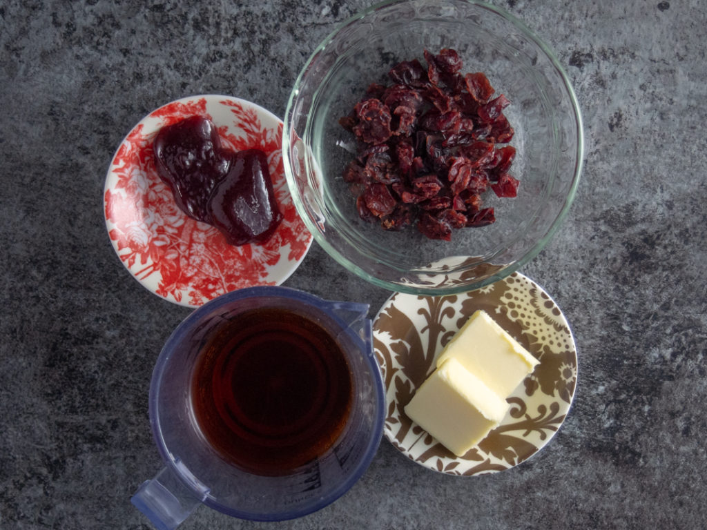 ingredients for cranberry wine pan sauce