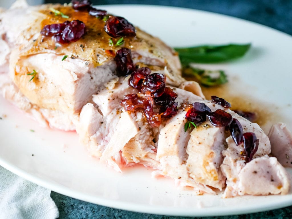 sous vide turkey breast with cranberry wine pan sauce