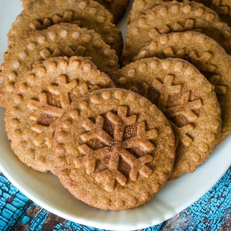 speculoos cookies with a snowflake stamp
