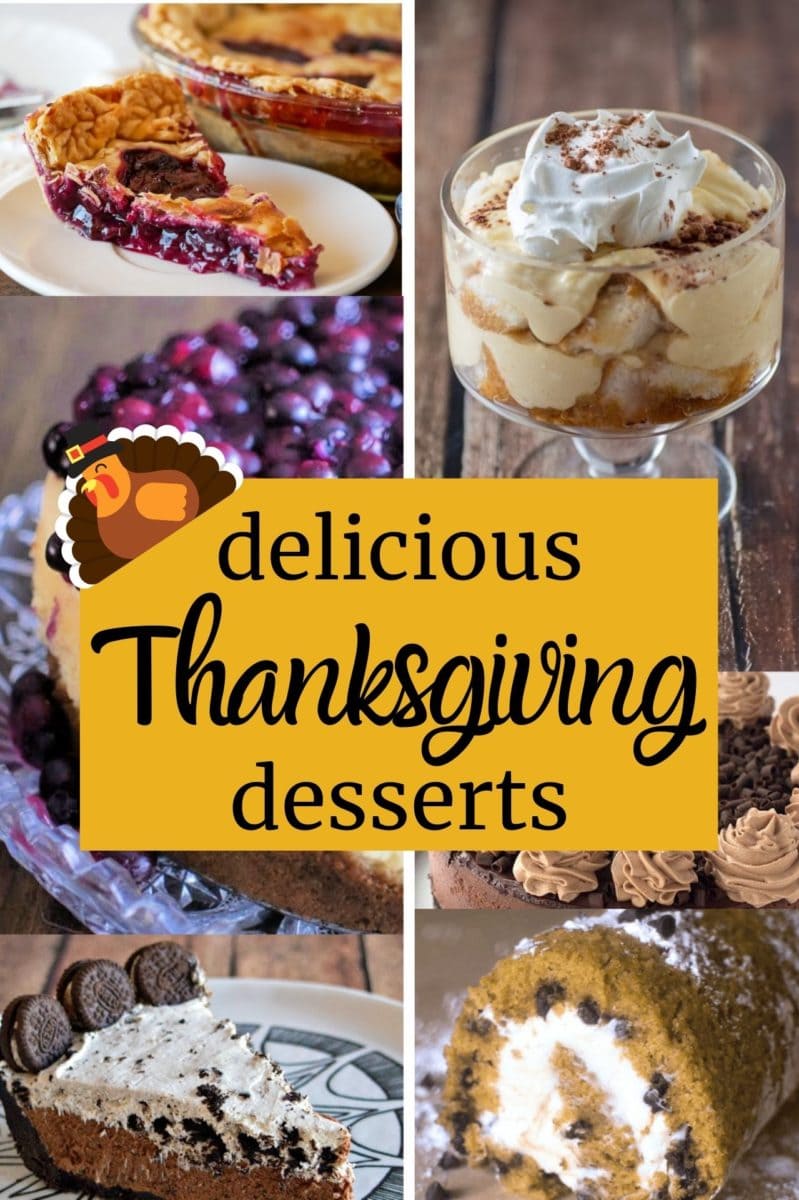 collage of Thanksgiving desserts