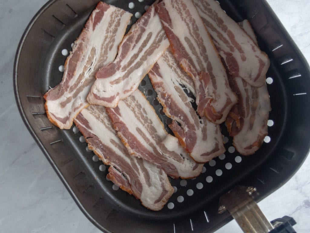 raw bacon in air fryer basket
