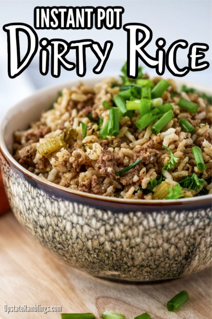 bowl of dirty rice cooked in the pressure cooker