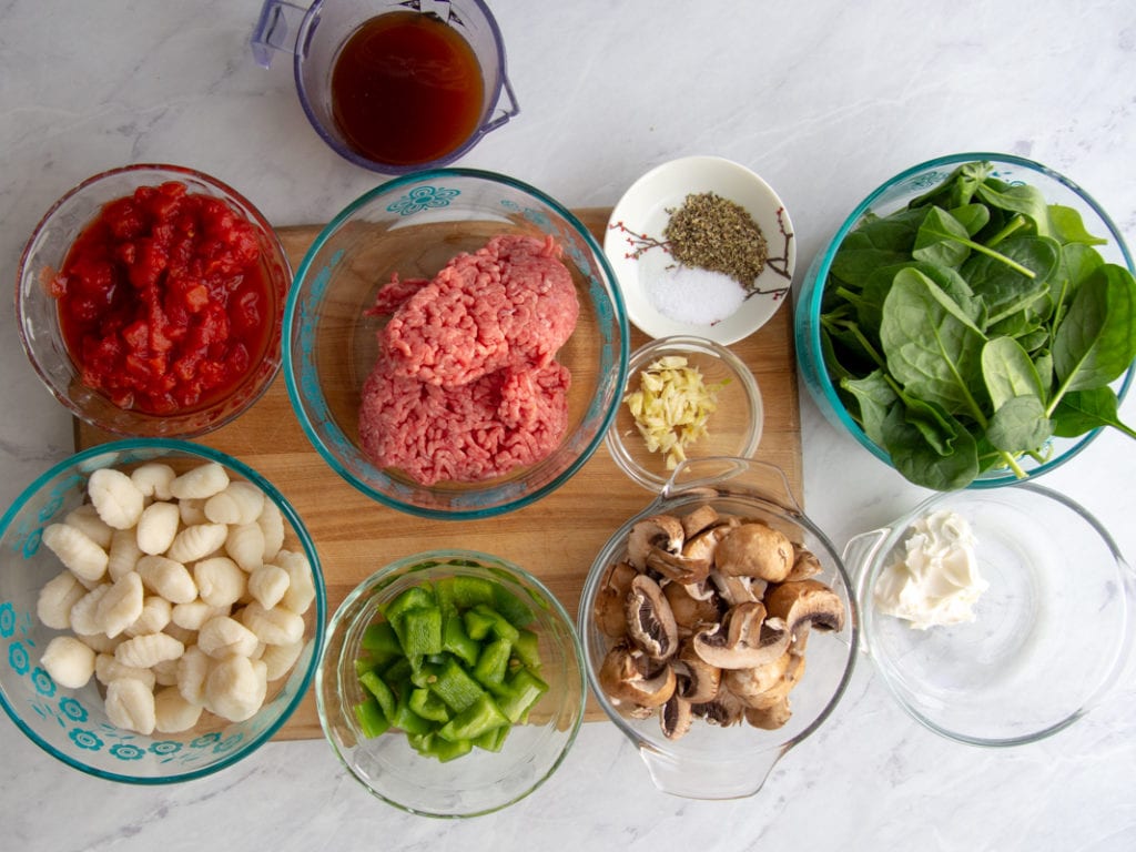 ingredients for gnocchi with sauce