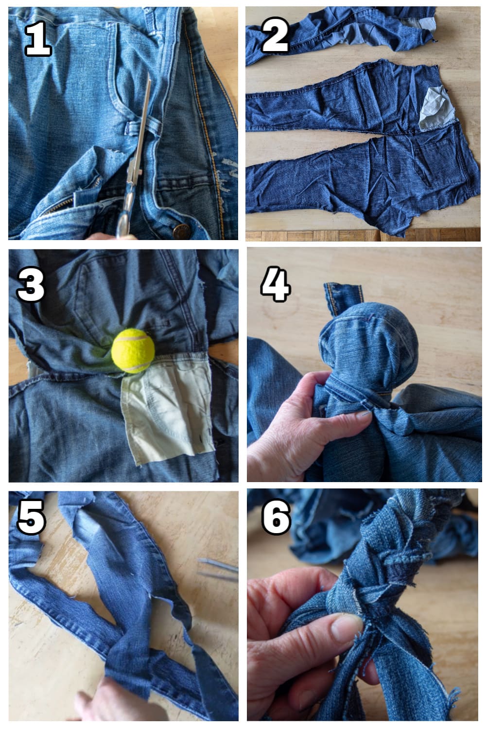 collage showing steps for creating dog toy