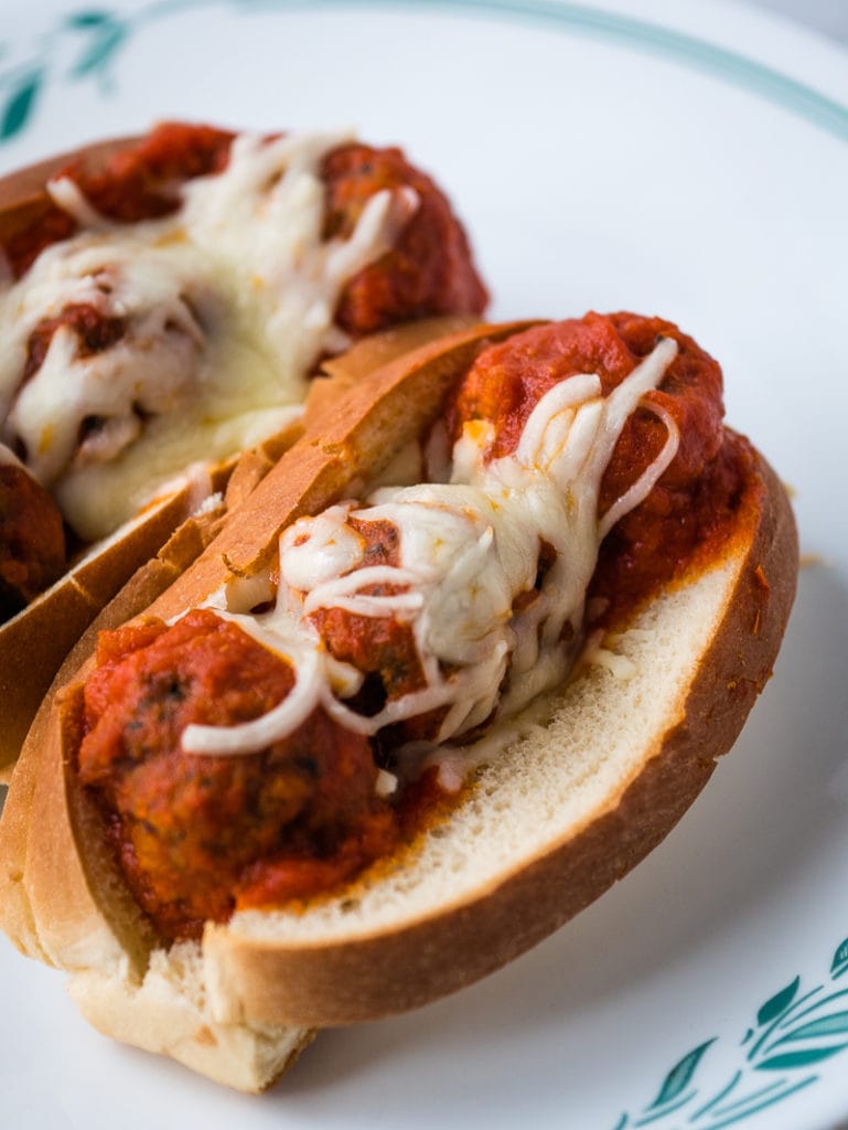meatball sub with sauce and cheese