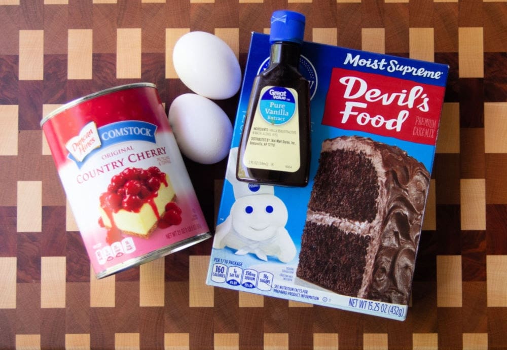 ingredients in chocolate cherry cake