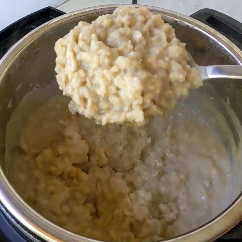 ladel of oatmeal from Instant Pot