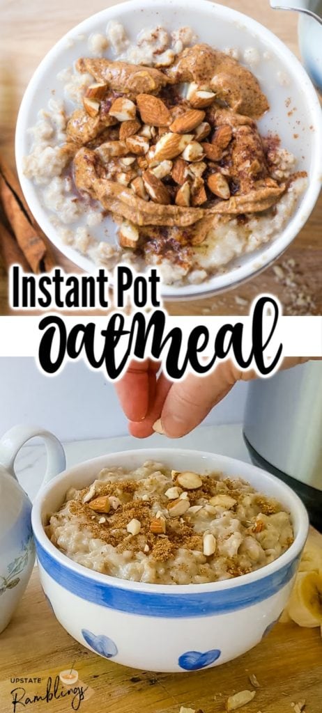 Making Instant Pot oatmeal is a quick and easy way to get a healthy, nutritious breakfast on the table fast! This oatmeal is creamy and delicious and it is fun to top it off with your favorite oatmeal topping.