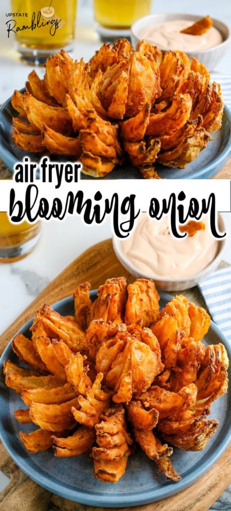 This air fryer blooming onion looks difficult to make, but it really isn't. Once you learn how to cut the onion you can make this fun appetizer and amaze your family and friends! Make this restaurant quality appetizer at home.
