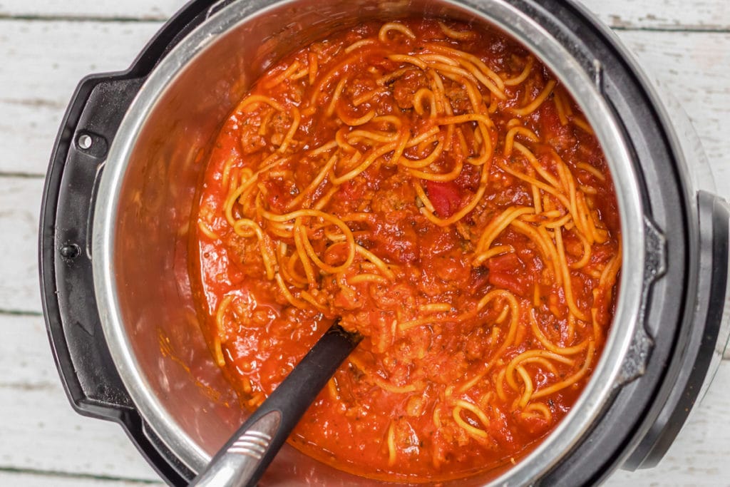spaghetti and meatballs in the Instant Pot