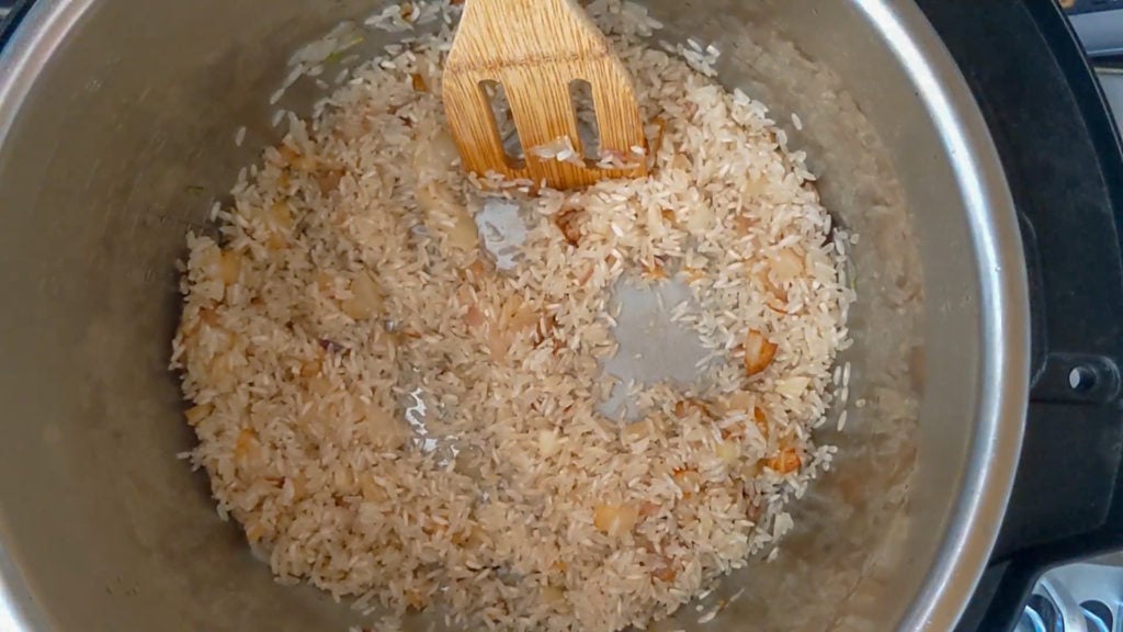 toasting the rice in the Instant Pot
