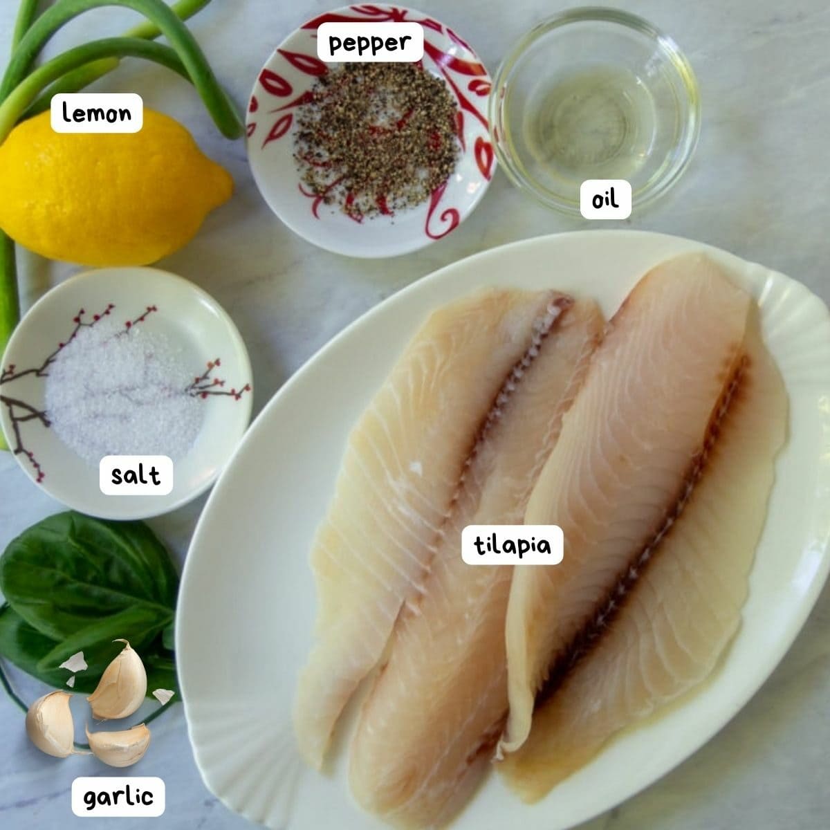ingredients for air fryer tilapia.