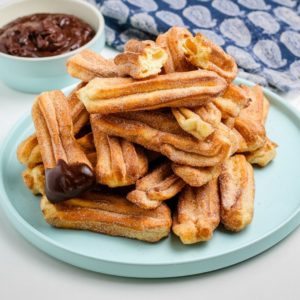 plate of air fryer churros after cooking