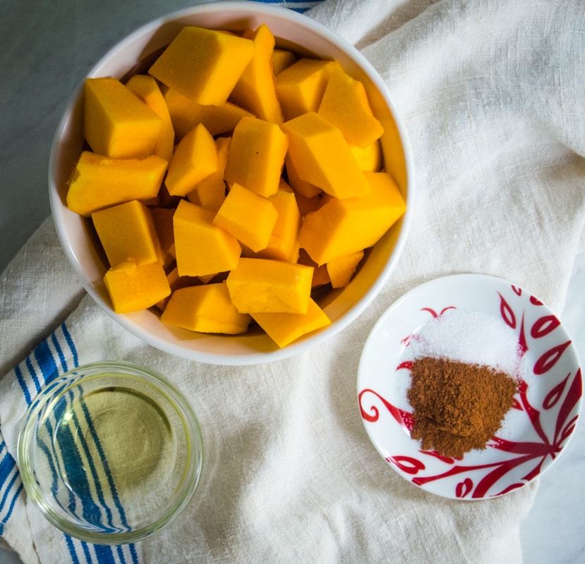 ingredients for making air fried butternut squash