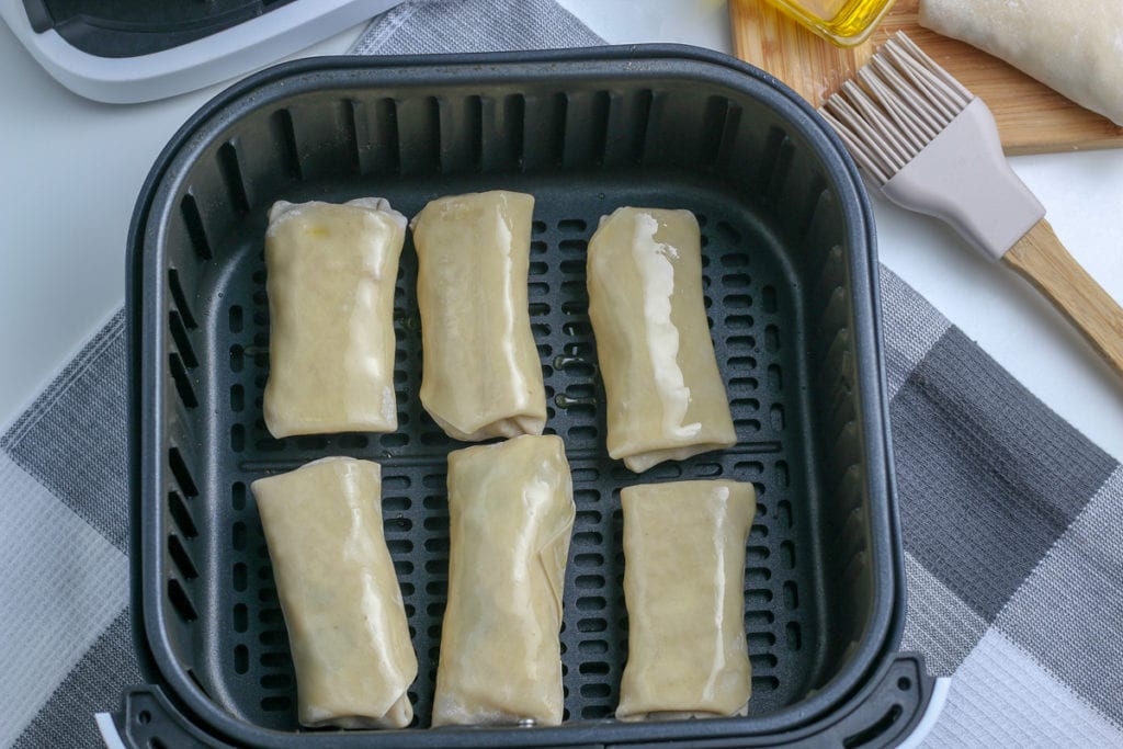 egg rolls brushed with oil