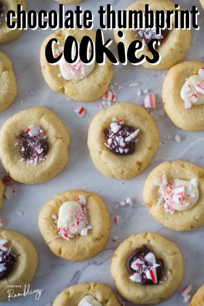 chocolate thumbprint cookies - a mix of white chocolate and semisweet chocolate