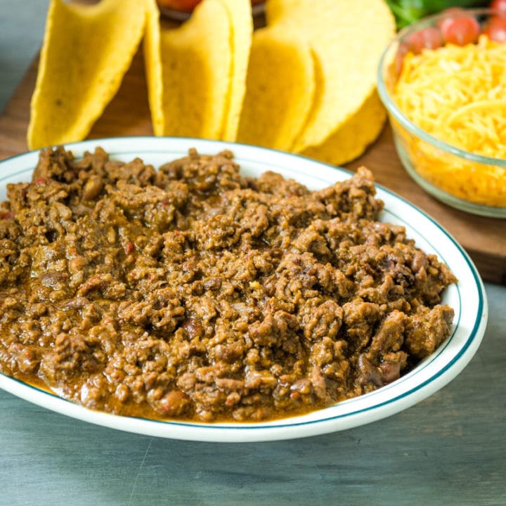 big bowl of Instant Pot taco meat